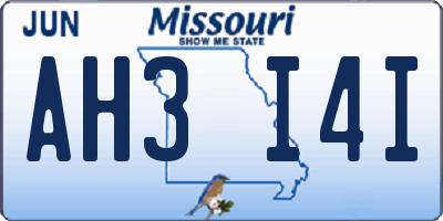 MO license plate AH3I4I