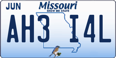 MO license plate AH3I4L