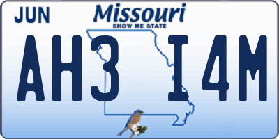 MO license plate AH3I4M