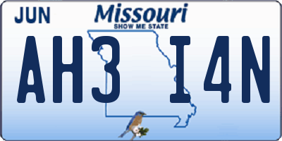 MO license plate AH3I4N