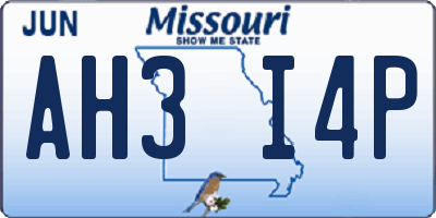 MO license plate AH3I4P
