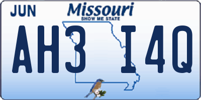 MO license plate AH3I4Q