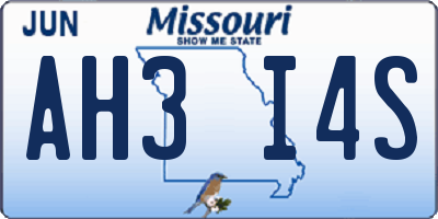 MO license plate AH3I4S