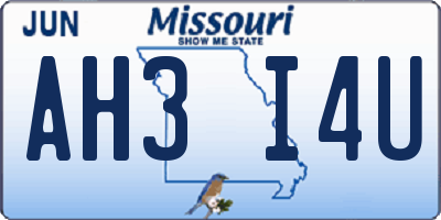 MO license plate AH3I4U