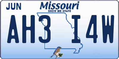 MO license plate AH3I4W