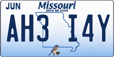MO license plate AH3I4Y