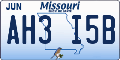 MO license plate AH3I5B