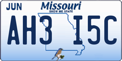 MO license plate AH3I5C