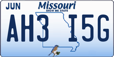 MO license plate AH3I5G