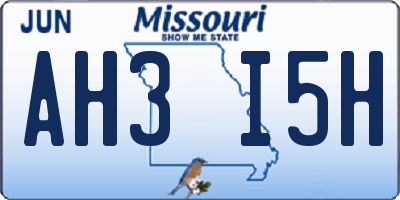 MO license plate AH3I5H