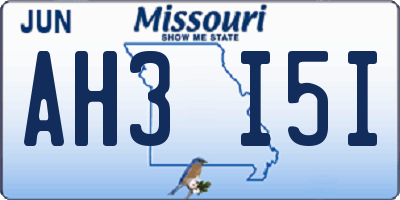 MO license plate AH3I5I