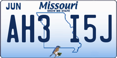 MO license plate AH3I5J