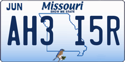 MO license plate AH3I5R