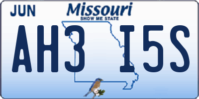 MO license plate AH3I5S