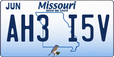 MO license plate AH3I5V