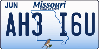 MO license plate AH3I6U