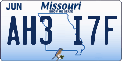 MO license plate AH3I7F