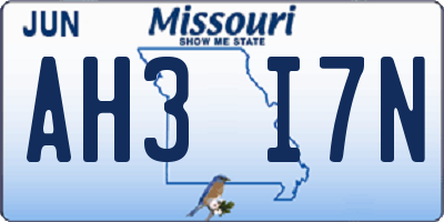 MO license plate AH3I7N