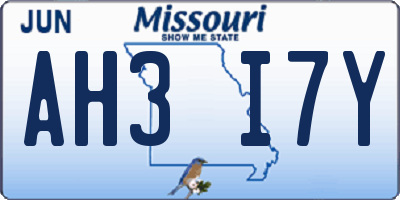 MO license plate AH3I7Y