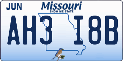 MO license plate AH3I8B