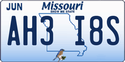 MO license plate AH3I8S