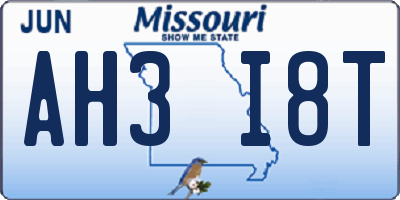 MO license plate AH3I8T