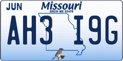 MO license plate AH3I9G