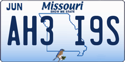 MO license plate AH3I9S