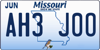 MO license plate AH3J0O