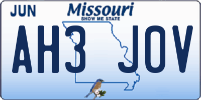 MO license plate AH3J0V