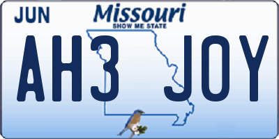 MO license plate AH3J0Y