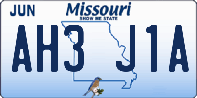 MO license plate AH3J1A