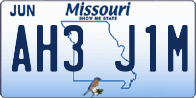 MO license plate AH3J1M