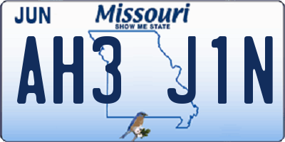 MO license plate AH3J1N