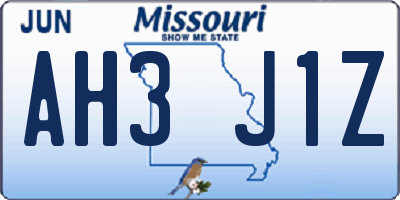 MO license plate AH3J1Z