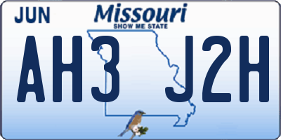 MO license plate AH3J2H