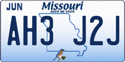 MO license plate AH3J2J
