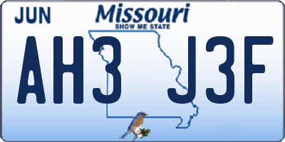 MO license plate AH3J3F