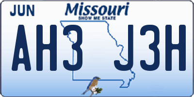 MO license plate AH3J3H