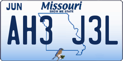 MO license plate AH3J3L