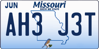 MO license plate AH3J3T