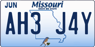 MO license plate AH3J4Y