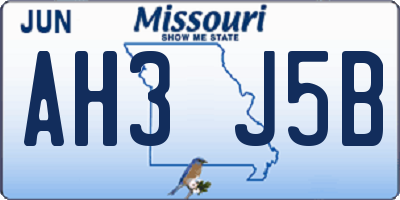 MO license plate AH3J5B