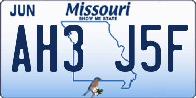 MO license plate AH3J5F