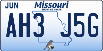 MO license plate AH3J5G