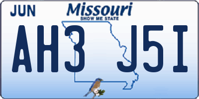 MO license plate AH3J5I