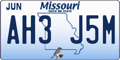 MO license plate AH3J5M