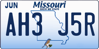 MO license plate AH3J5R