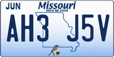 MO license plate AH3J5V