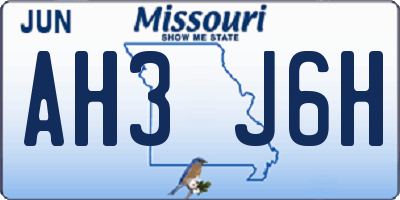 MO license plate AH3J6H